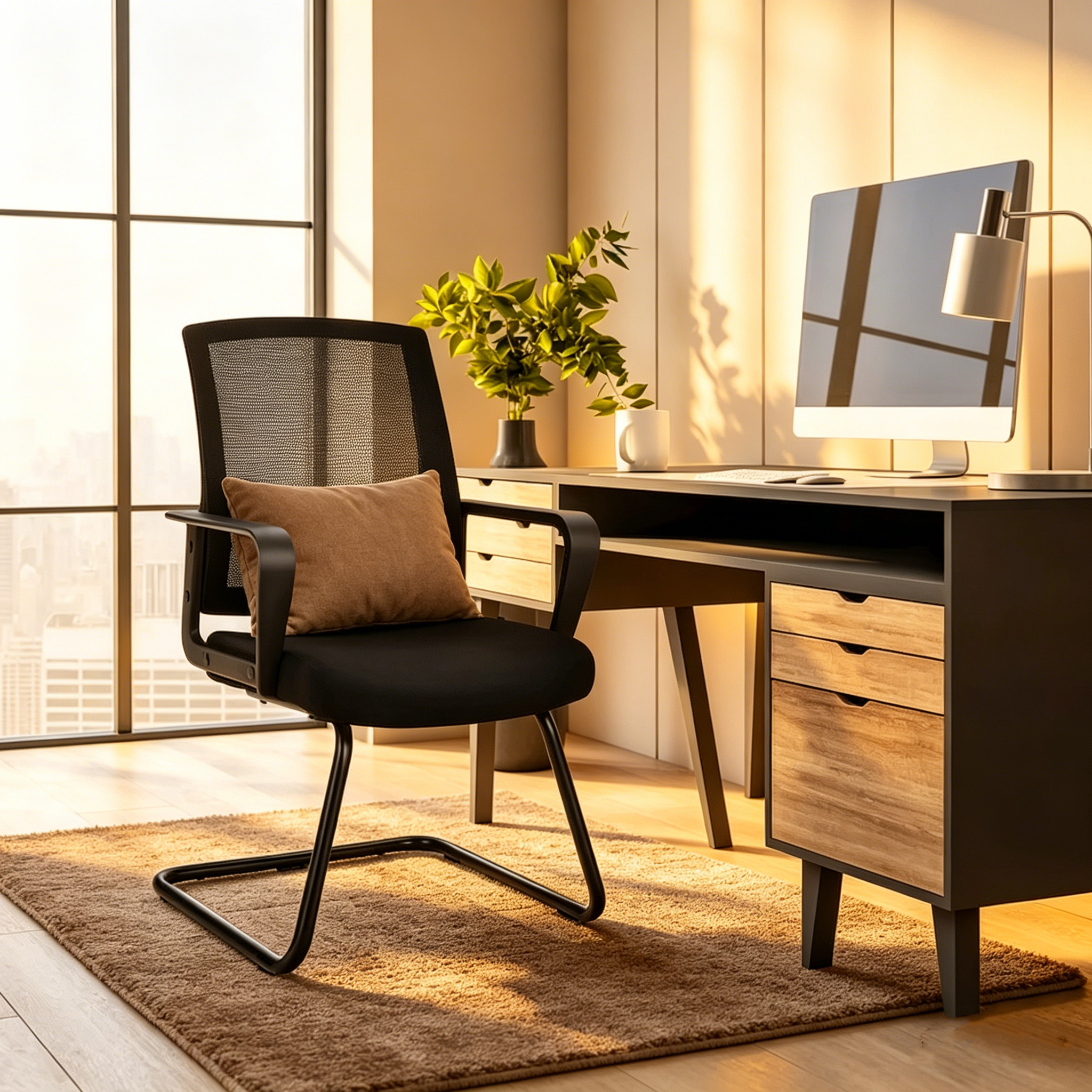 Chaise de réunion à dossier en maille, chaise d'accueil pour visiteurs de bureau