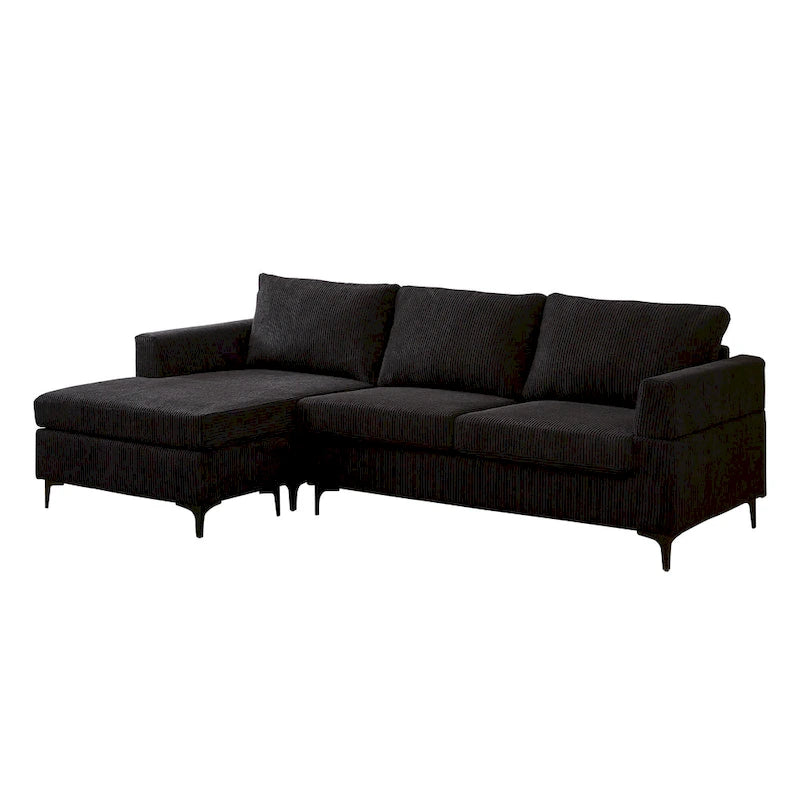 Canapé d'angle en forme de L avec revêtement en tissu polyester pour salon