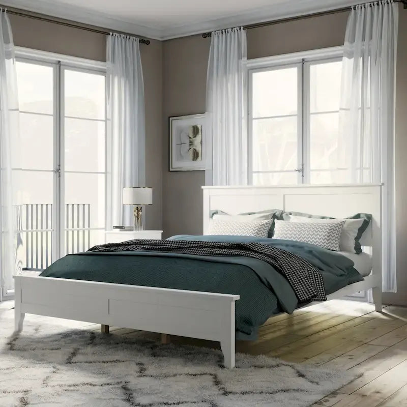 Lit plateforme queen en bois massif moderne